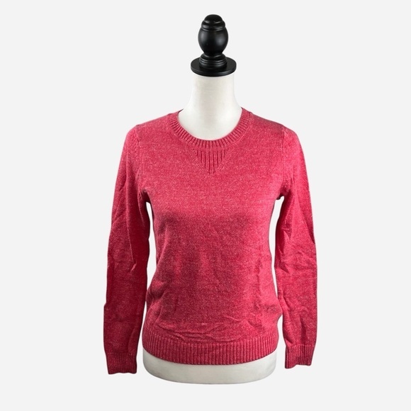 GAP Sweaters - GAP Womens S Marled Sweater V-Stitch Dorito Neckline Dark Pink Red Cotton NEW